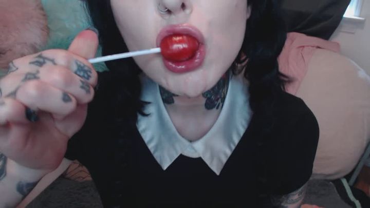 Wednesday Addams lollipop tease