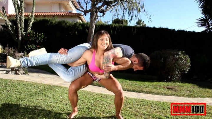 Muscular Latina MILF playing with guy