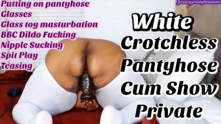 White Crotchless Pantyhose Cum Show Pvt