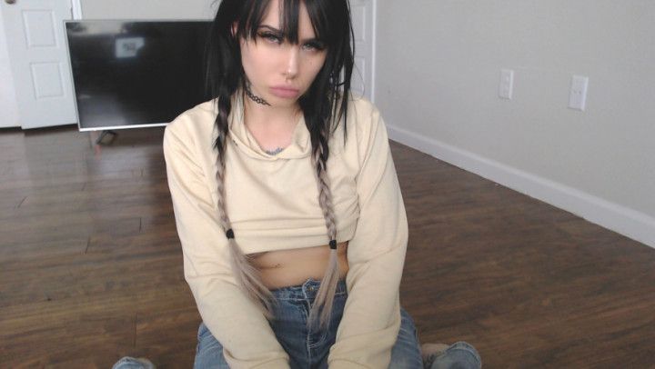 Pouty brat face fucked in jeans