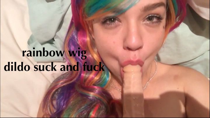 rainbow wig dildo suck and fuck