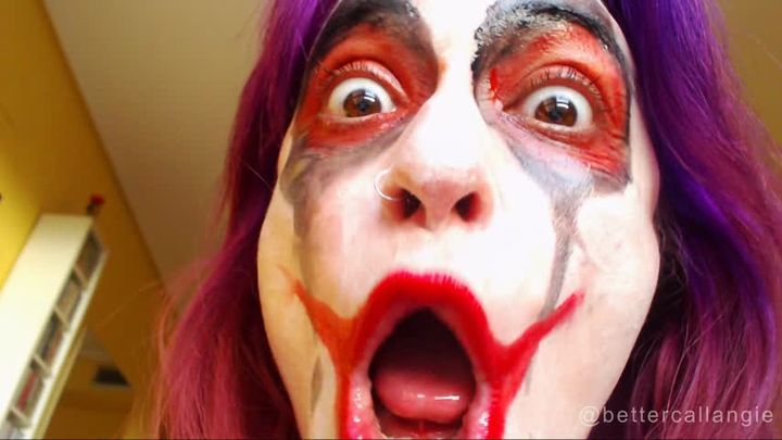 ASMR Clown Angie licks her lips to eat U