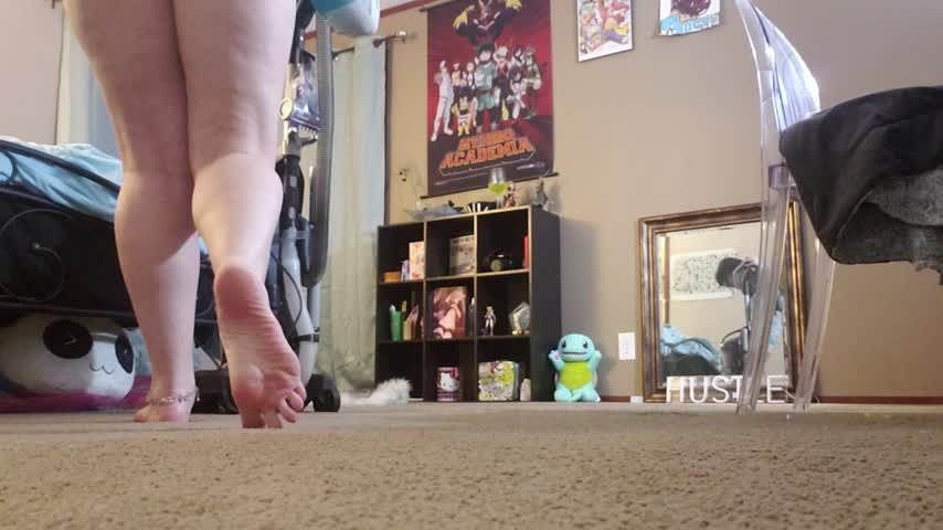 Feet while vacuuming