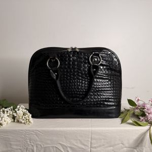Black Croc Texture Handbag