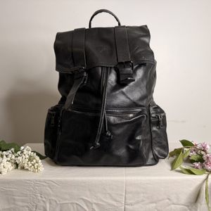 Large Black Leather Backpack