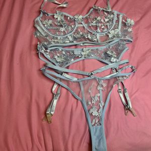 Light Blue 3 Piece Lingerie Set