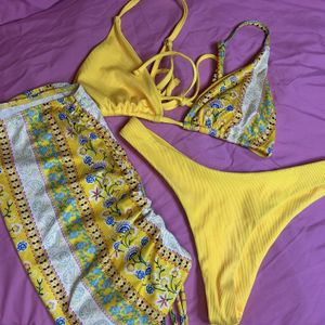 Sexy Yellow and Print Bikini