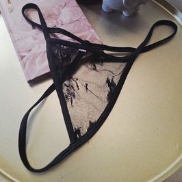 Black lace thong