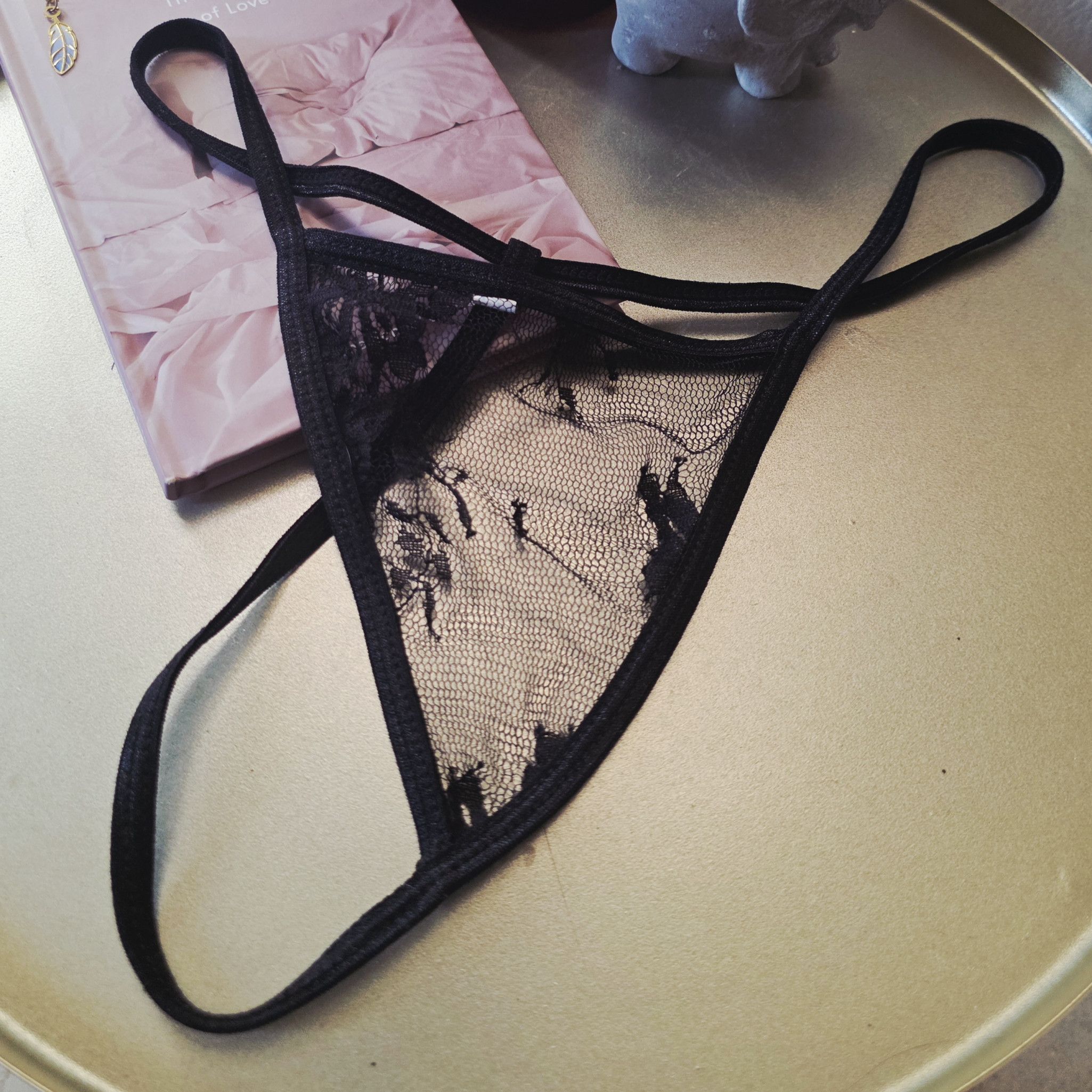 Black lace thong