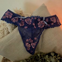 Purple lace thong