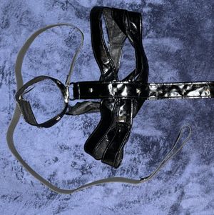 Leather body suit collar and leash