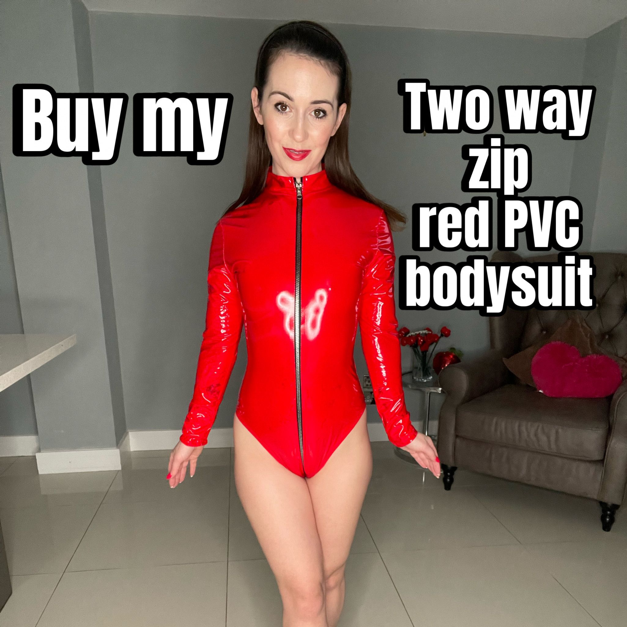 Buy my two way red PVC bodysuit