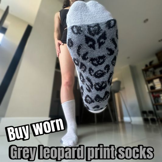 Buy grey leopard print socks