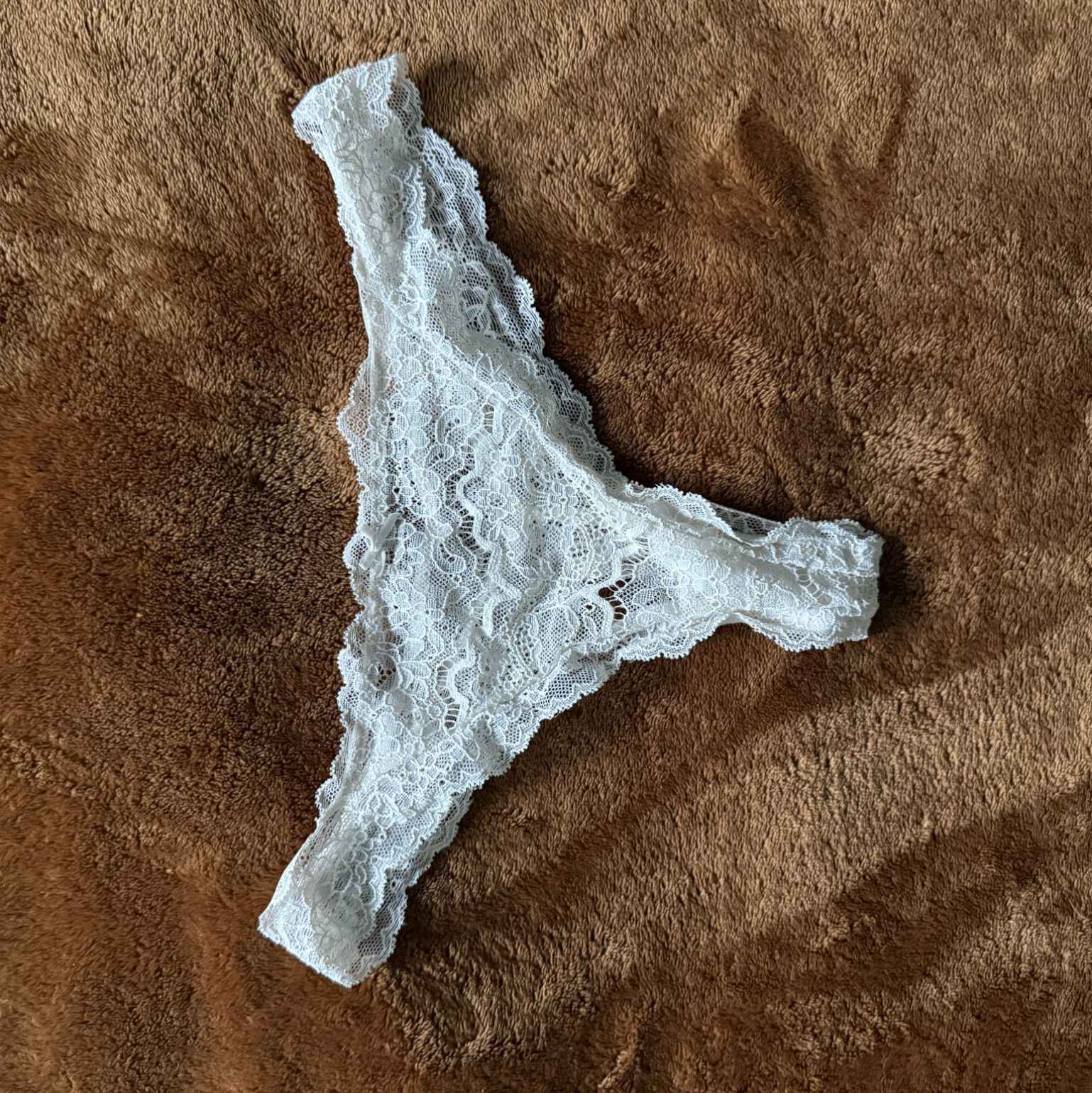 White Lace Thong With Bow
