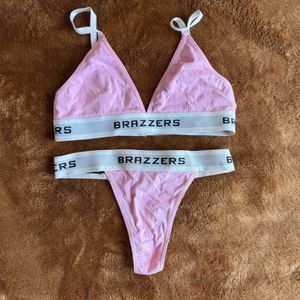 Pink Cotton Thong Bra and Panty Set