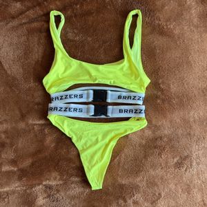 Neon Yellow Thong Bikini Set
