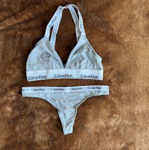 Grey Thong Bra and Panty Set