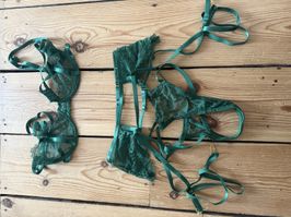 Green Lingerie Set Worn for Anal Scene with Big Tre