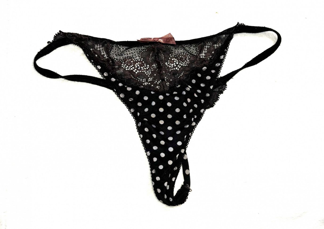 Black PolkaDot Dirty G String