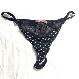 Black Polka Dot G String