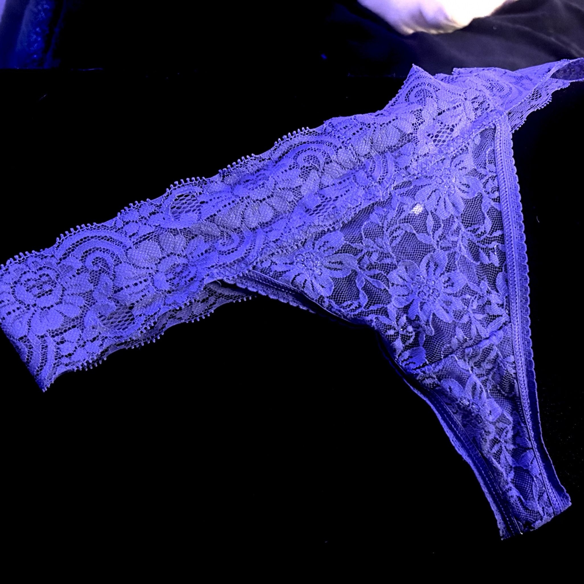 Purple blue lacy thong
