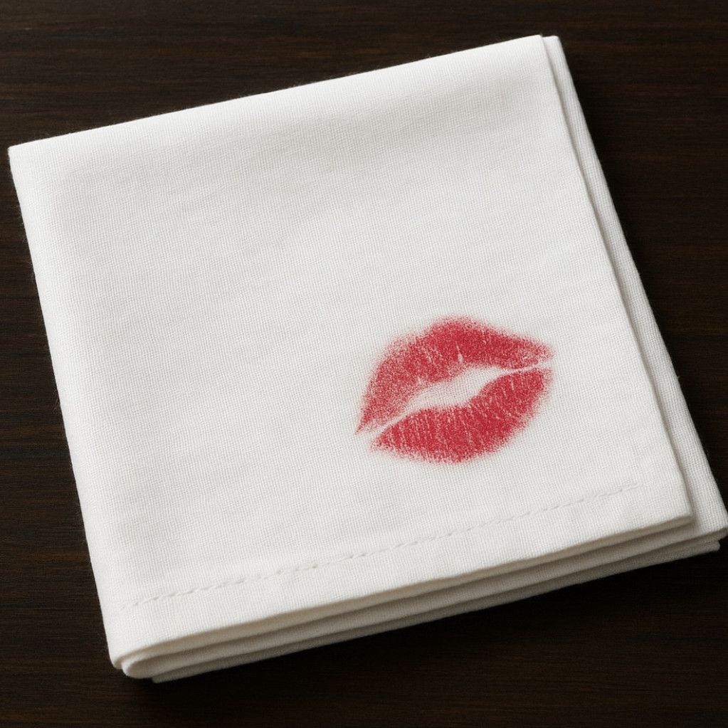 Lipstick stained napkin
