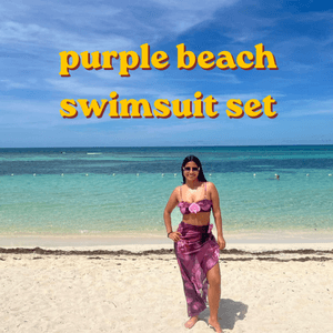 purple beach swimsuit set