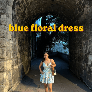 blue floral dress