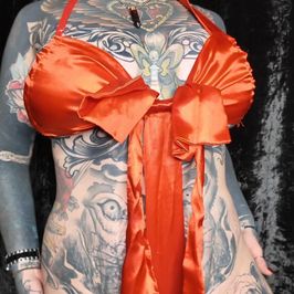Red Silk Ribbon Bodysuit  Unwrap Me Use Me Cum For Me