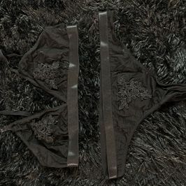 Black Mesh Matching Bra And Pantie Set