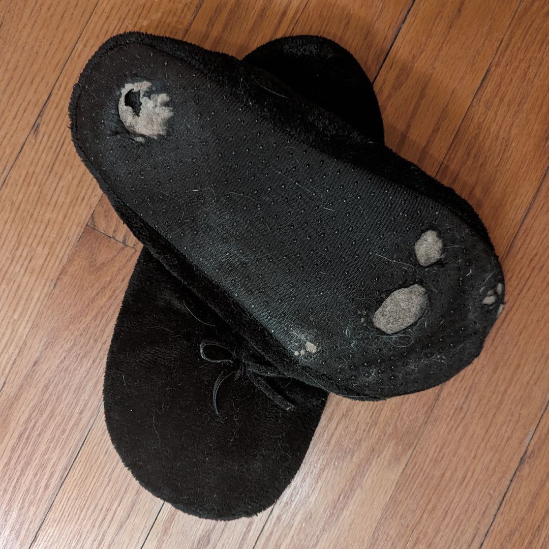 Destroyed smelly dirty slippers