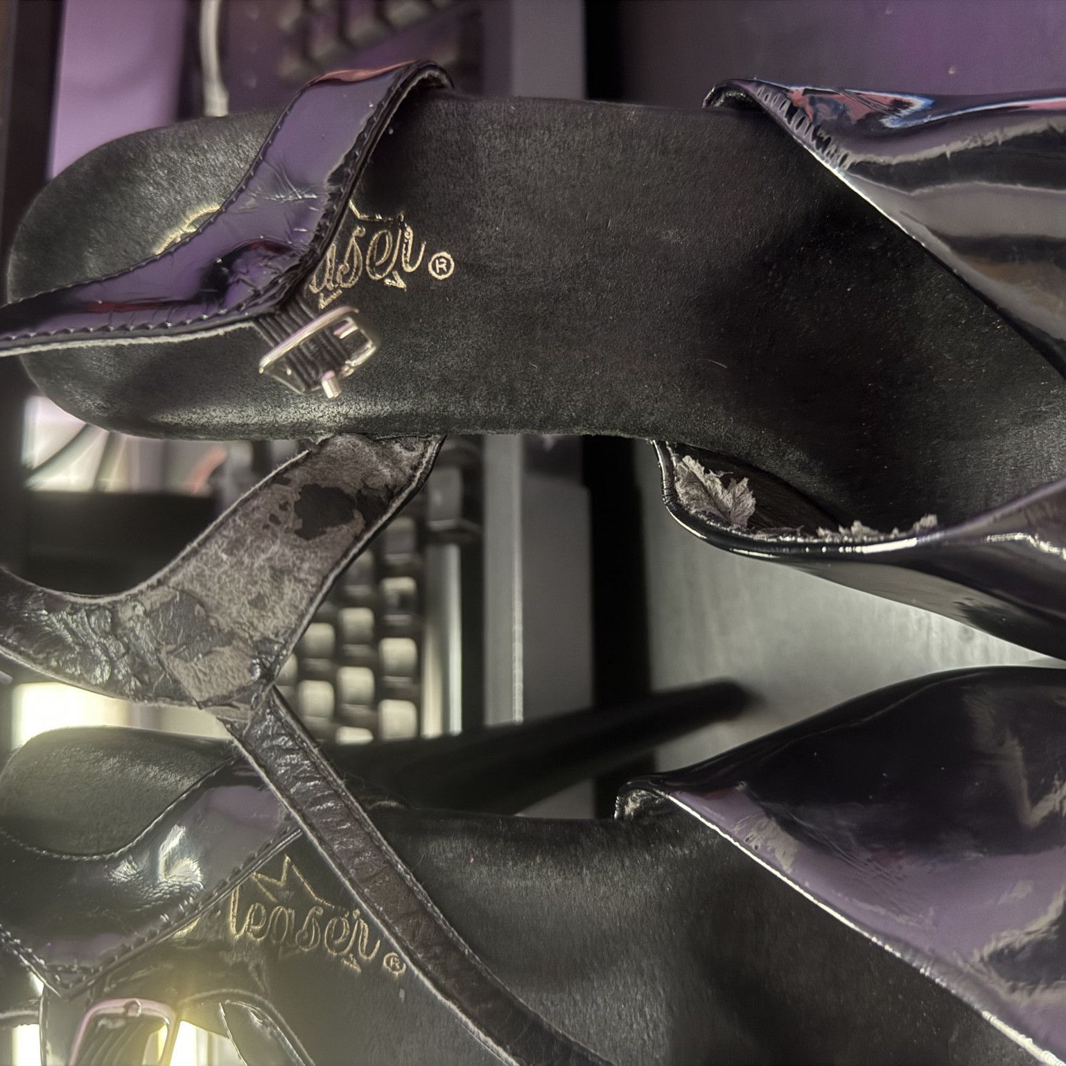 Filthy Worn Black Pleaser Stripper Heels