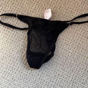 Sexy black mesh thong