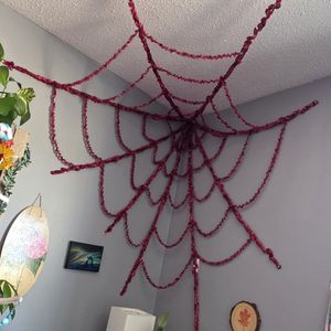 Handmade Whimsical Ruffled Spider Web Corner Wall Decor