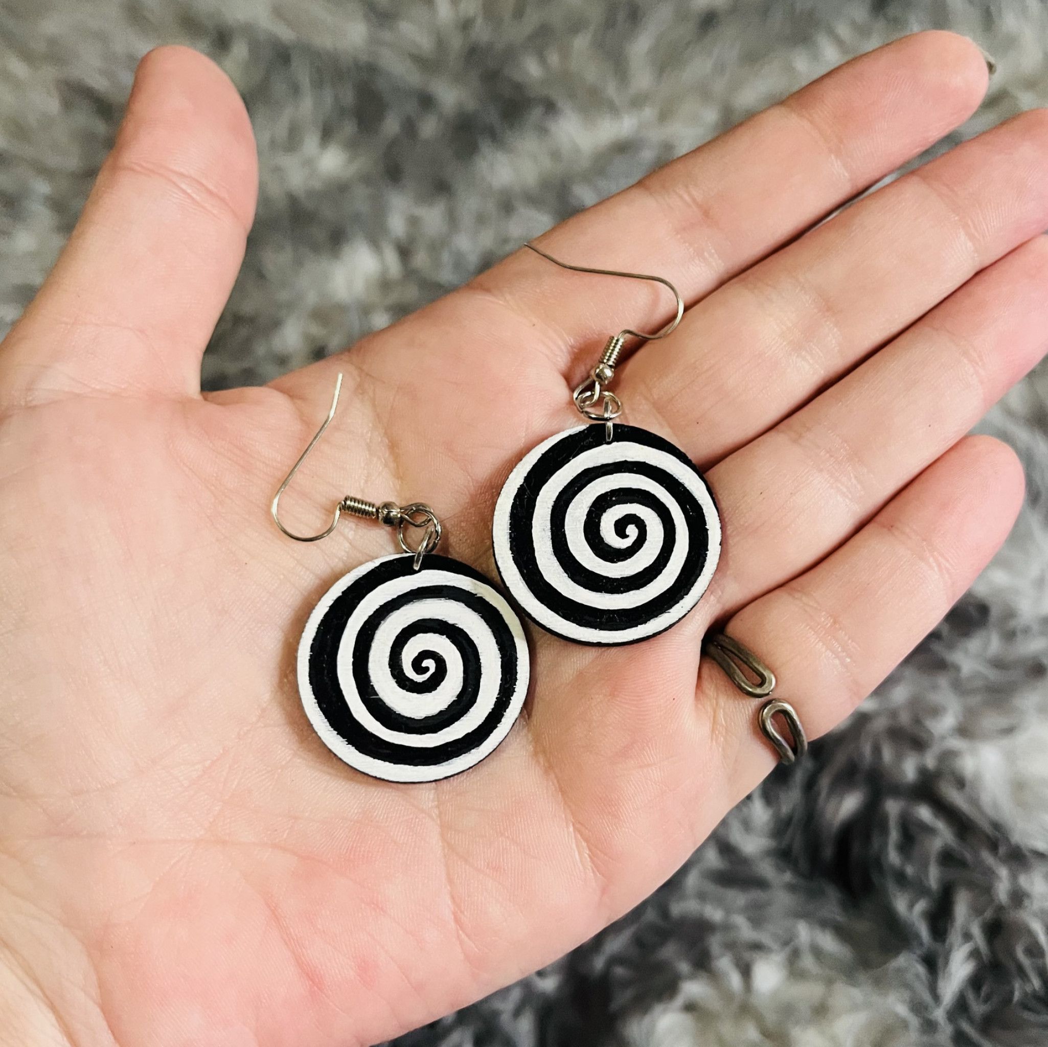 Handmade Wooden Spiral Earrings