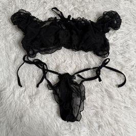 Black Polka Dot Lace Lingerie