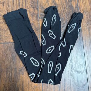 Black Coffin Print Stockings