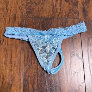 Blue Lace Thong