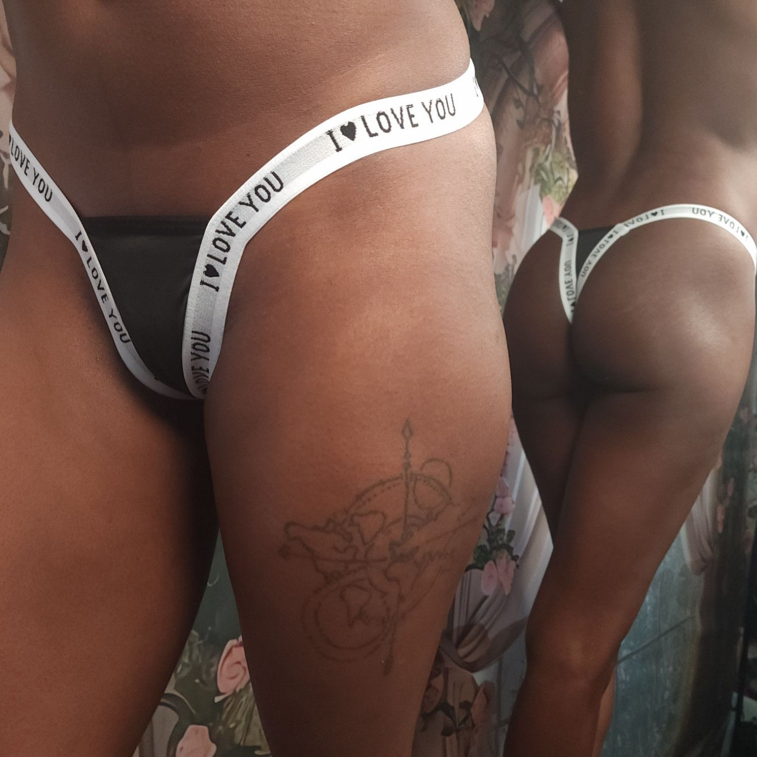 Black I love you panties