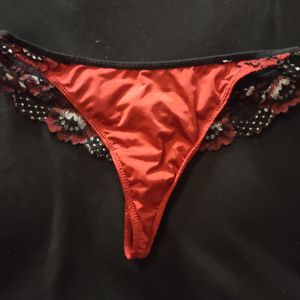 Red lacey thong