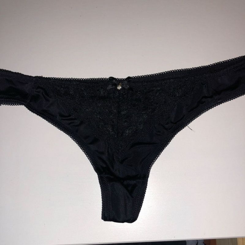 Black Satin Thong