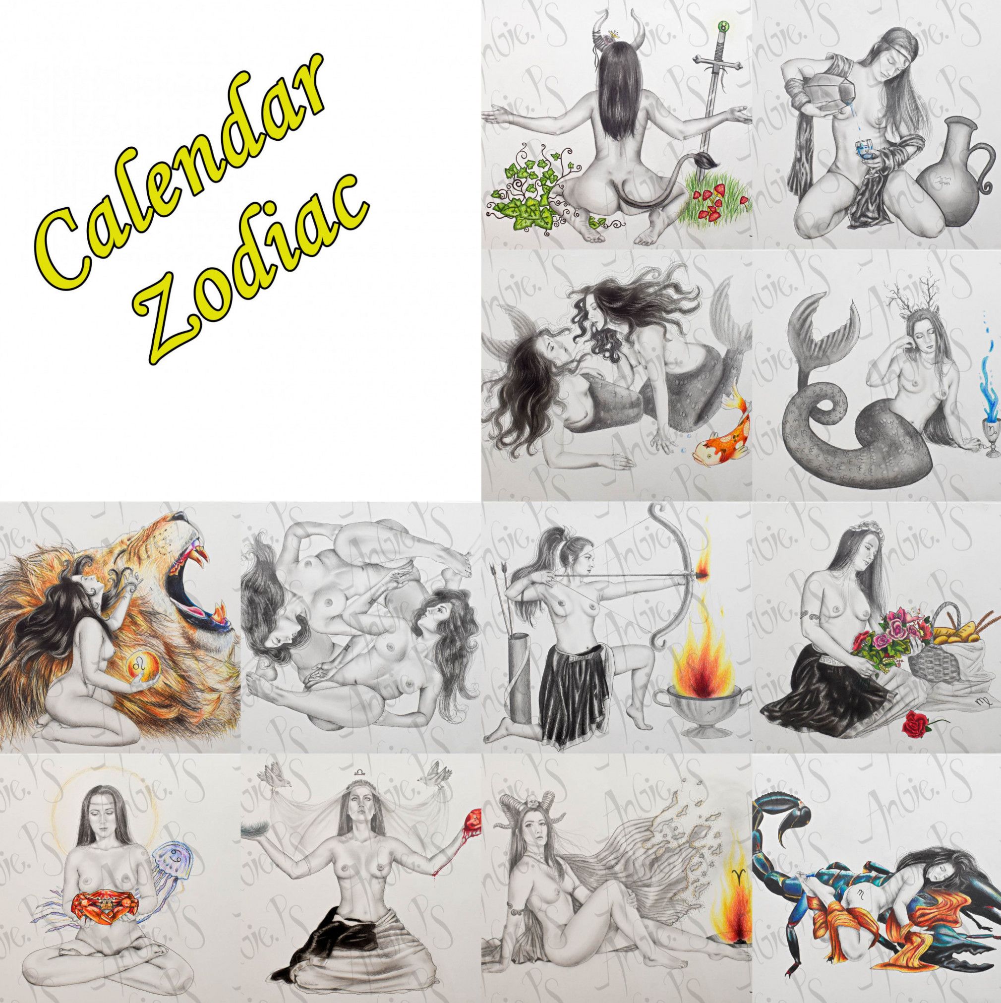 Wall Calendar of my Art  Zodiac