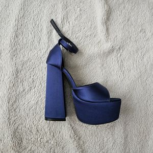 Blue platform heels