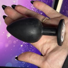 Large Butt Plug Silicone Silver Jewel WELL USED