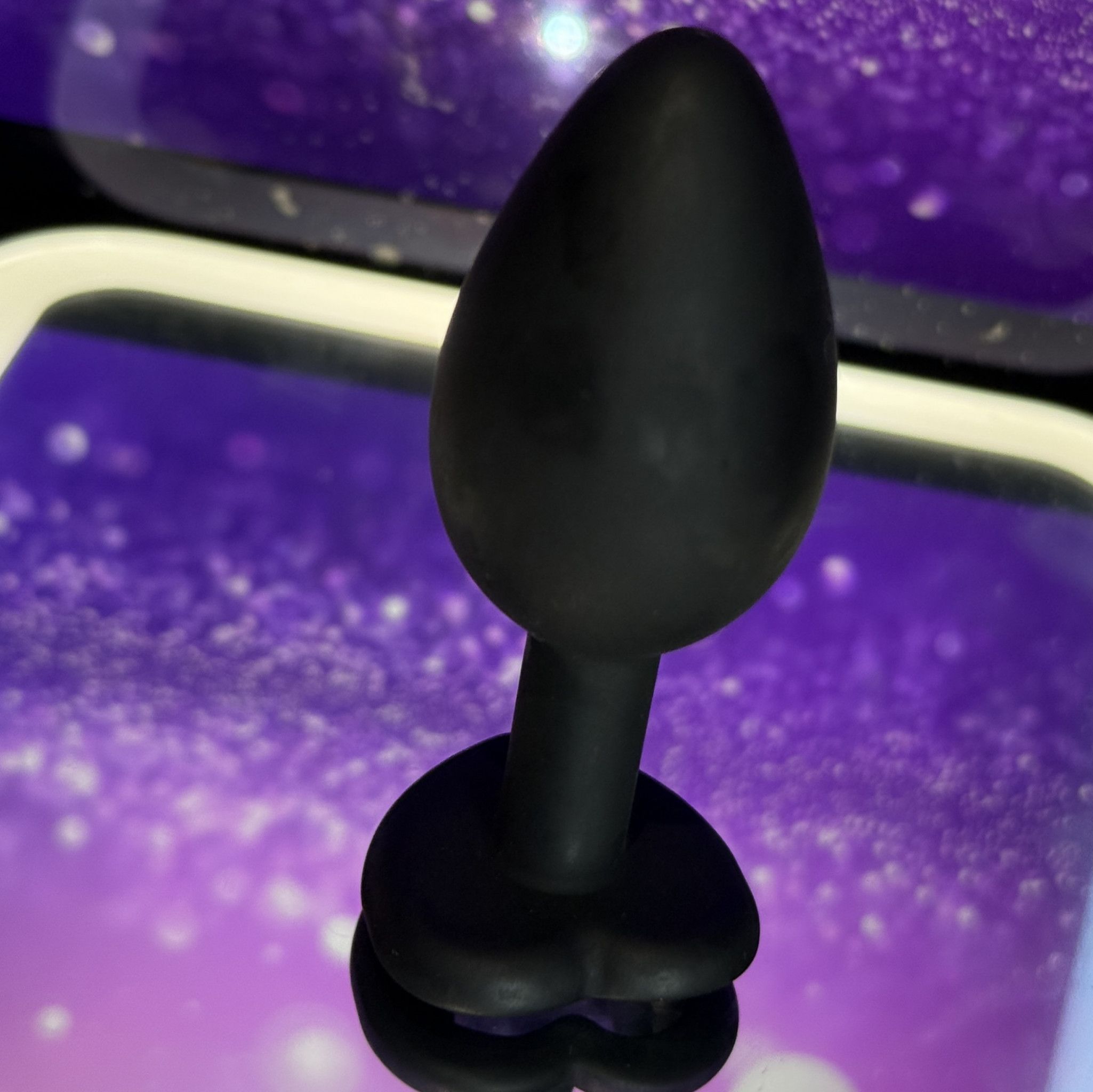 Small Butt Plug Silicone Silver Heart Jewel WELL USED