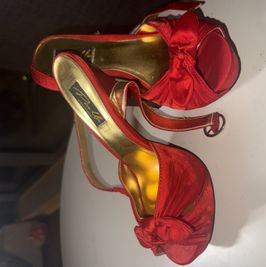 Red Satin Heels WELL USED Worn in Iconic Scenes