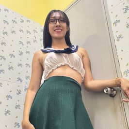 Sheer Top and Green Skirt Photoset