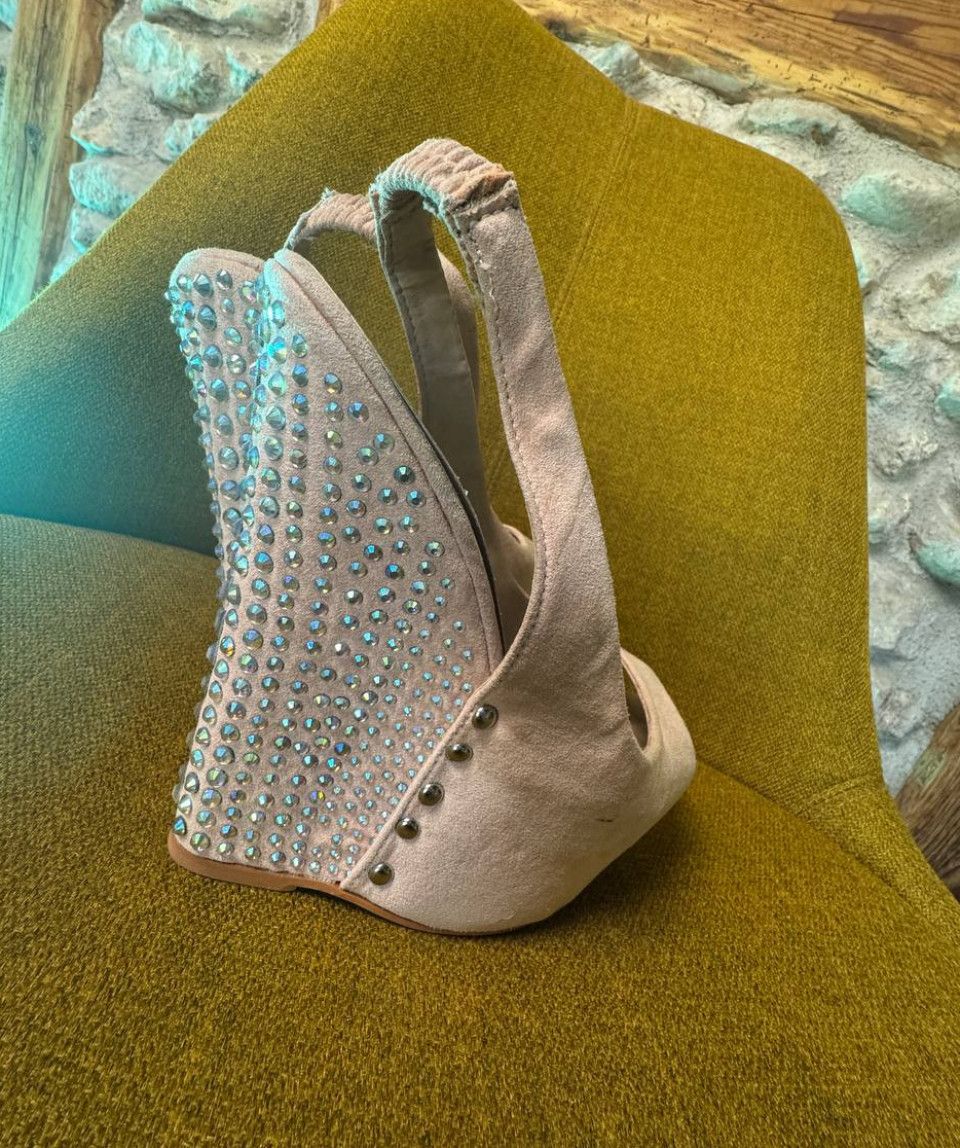 Glitter plateau wedges high heels