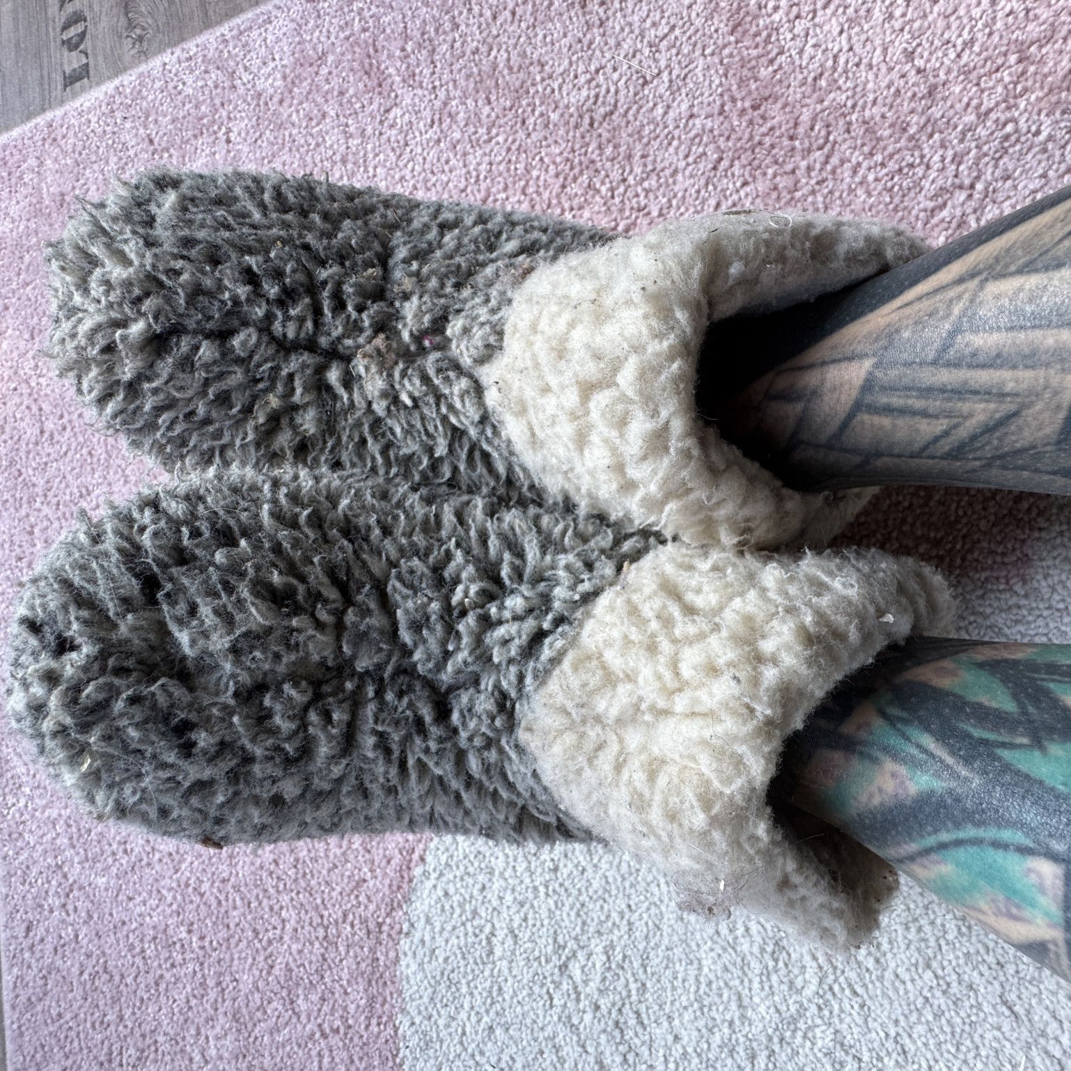 used and worn Lambskin shoes slippers