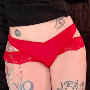 Red satin panties